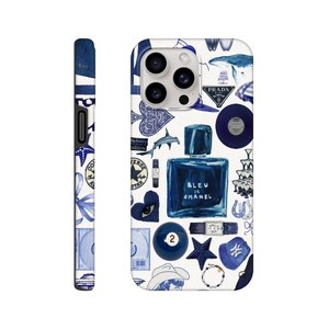 Blue Collage Phone Case, Designer Phone Case, Cool Trendy Collage Phone Case, iPhone 11 12 13 Mini 14 15 Pro Max Tough Case, Galaxy S23 S22