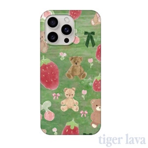 Coquette Strawberry Phone Case, Cute Kawaii Phone Case, iPhone 15 14 13 12 11 Pro Max X XR Plus Mini, Samsung Galaxy S23 S22 S21 Tough Case