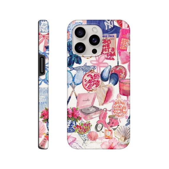 Pink Coquette Collage Handyhülle, iPhone 15 14 13 12 11 Pro Max 8 Plus XR Tough Case, Samsung Galaxy S23 S22 S21