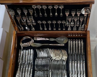 Barocco Set 126 Teile in einer Truhe 925 Sterling Silber Made in Italy Echtheitszertifikat
