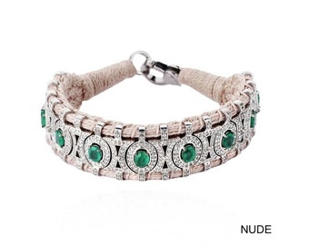 SAO PAULO braided cotton bracelet 925 silver, 384 diamonds and 3.48ct Made in Paris Brand: Van Den Abeele