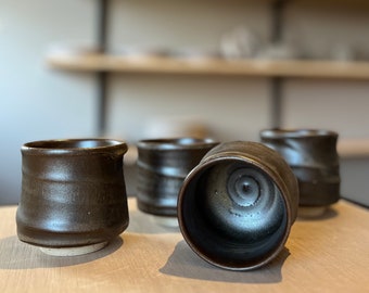Handmade Ceramic Unomi cups - Set of 4 cups, Stoneware ceramic coffee tumbler, Ceramic cup, Cappuccino cup, No handle mug