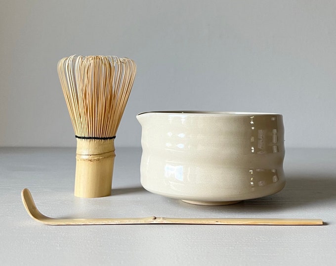 Matcha Wan Cream Matcha Bowl 400ml, Japandi Style Chawan 12oz, Handmade Ceramic ...