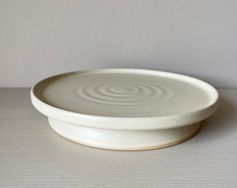 Cake Stand 22cm - ceramic cake plate - white handmade ceramic plate on foot - Ceramic Pedestal Plate - modern cake platter -  cakestand