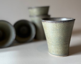 Handmade blue Ceramic tumblers - Set of 5 cups Stoneware ceramic coffee cups, Ceramic cup, Cappuccino cup, No handle mug, tea cups