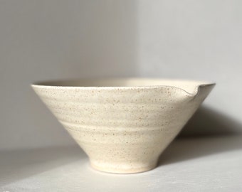 Large Handcrafted satin white pottery pouring Bowl: Rustic Ceramic pouring Bowl |