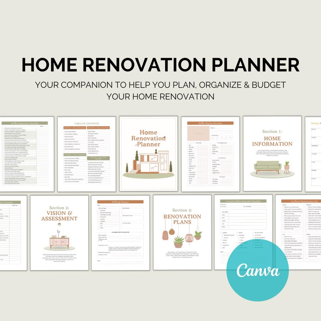 Home Renovation Planner Printable | Remodel & Budget Binder - Etsy