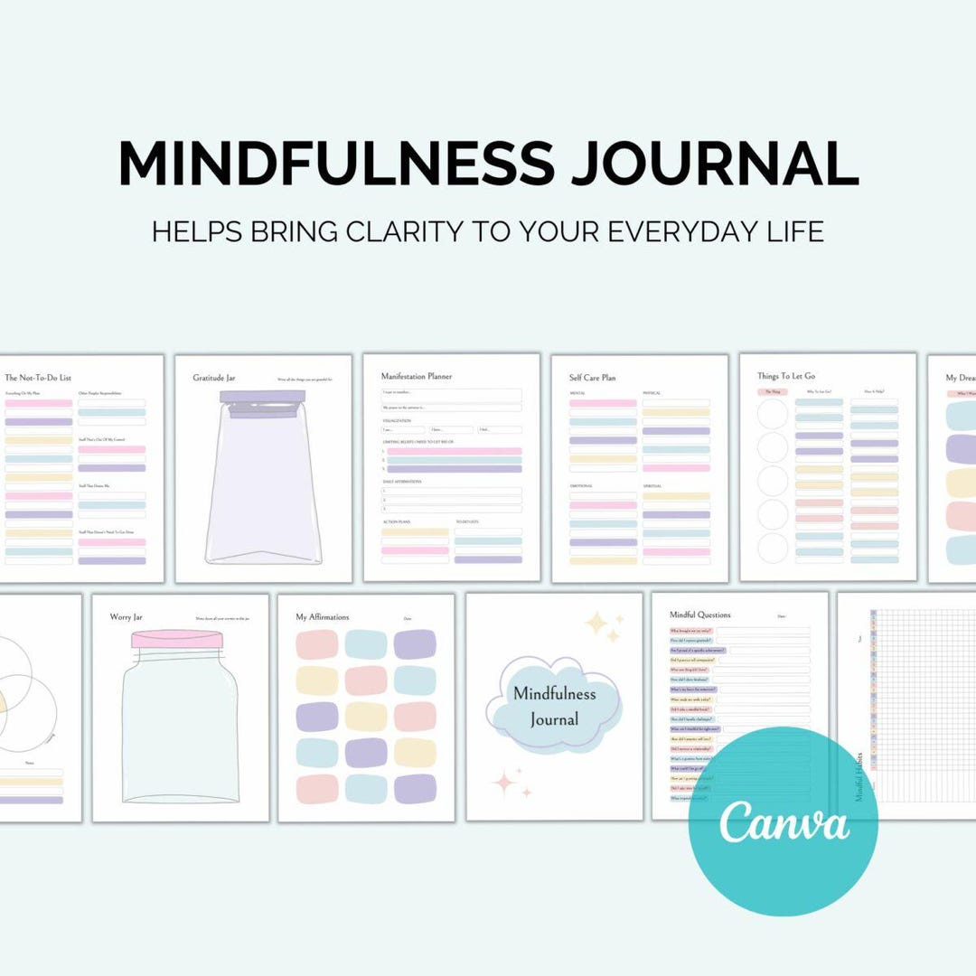Mindfulness Journal Printable | Self-care &amp; Reflection Pages - Etsy