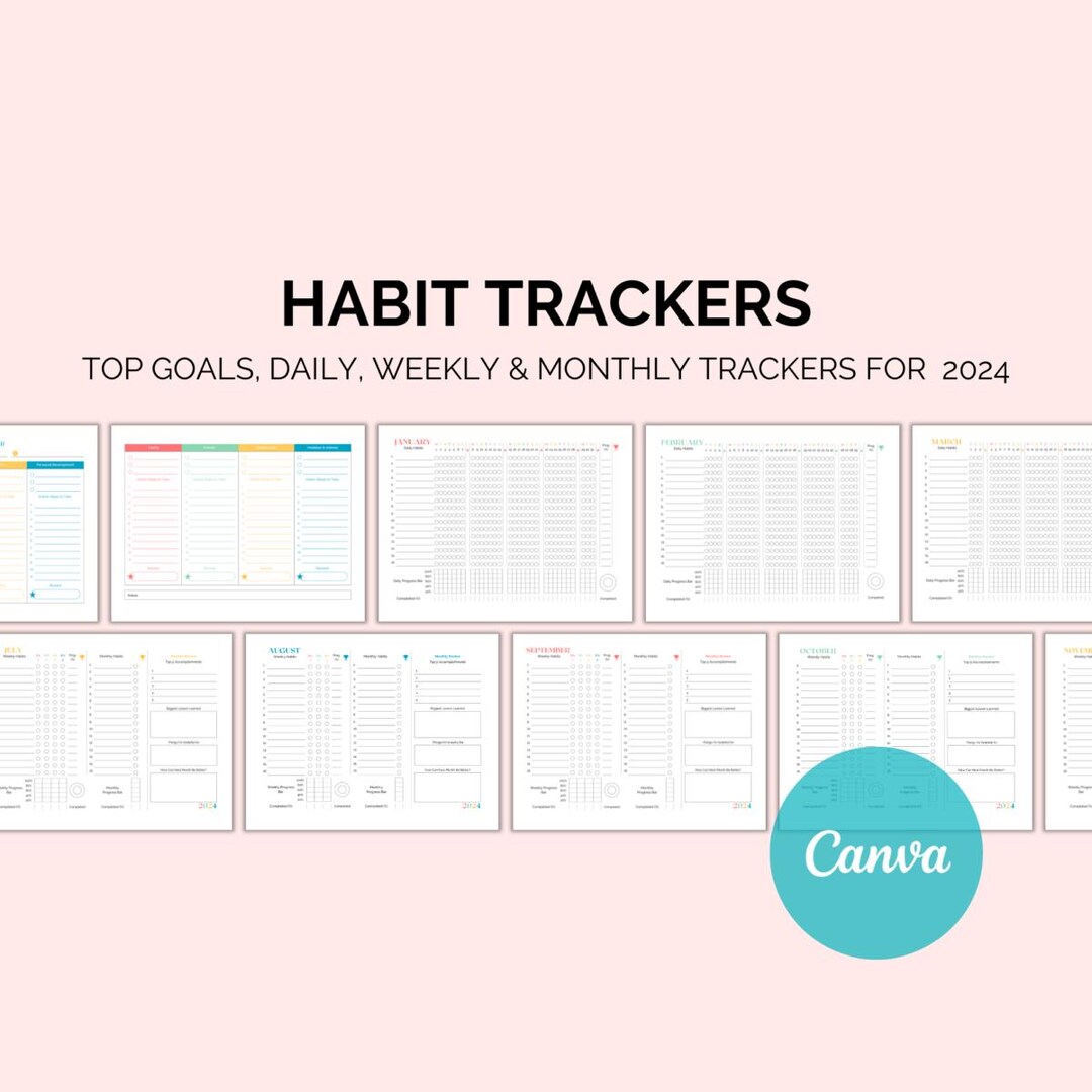 Habit Tracker Printable Bundle | Monthly + Weekly Trackers - Etsy