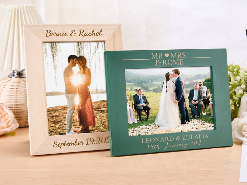 Personalized Wooden Photo Frame, Engraved 4x6 5x7 Picture Frame, Couple Picture frame, Wedding Photo Frame,Valentine's Day Gift,Wedding Gift image 5
