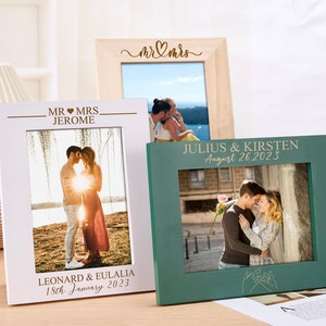 Personalized Wooden Photo Frame, Engraved 4x6 5x7 Picture Frame, Couple Picture frame, Wedding Photo Frame,Valentine's Day Gift,Wedding Gift image 2