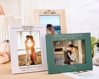 Cadre photo personnalisé, cadre photo en bois gravé, cadre photo pour couple, cadre photo de mariage 4 x 6 5 x 7 pouces, cadeau Saint-Valentin, cadeau de mariage