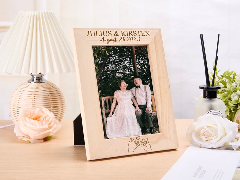Personalized Wooden Photo Frame, Engraved 4x6 5x7 Picture Frame, Couple Picture frame, Wedding Photo Frame,Valentine's Day Gift,Wedding Gift image 8
