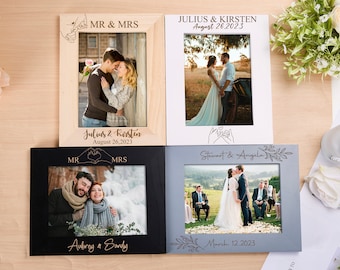 Engraved Picture Frame, Personalized Wooden Photo Frame, Couple Picture frame,  4x6 5x7Wedding Photo Frame,Valentine's Day Gift,Wedding Gift