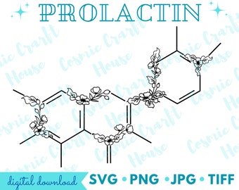 Floral Prolactin SVG | Lactation Decor Art | Breastfeeding Hormone Digital Download | Milk Production PNG | Aesthetic Chemical Structure JPG
