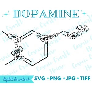 Floral Dopamine SVG | Peace Molecule Download Art | Mental Health PNG | Chemical Structure Cricut Cut File | Aesthetic Happiness Clipart