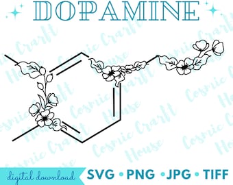 Floral Dopamine SVG | Peace Molecule Download Art | Mental Health PNG | Chemical Structure Cricut Cut File | Aesthetic Happiness Clipart