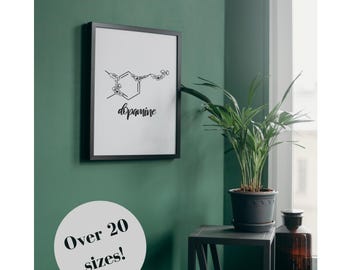 Dopamine Molecule Wall Art | Printable Mental Health | Minimalist Botanical Science Print | Therapy Office Décor |Gift for Counselors Client