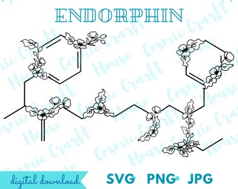 Floral Endorphin SVG/Feel Good Hormone Cutfile/Mental Health Clipart/Euphoria Molecule Crafter/Happiness Download Art/Brain Chemical PNG JPG