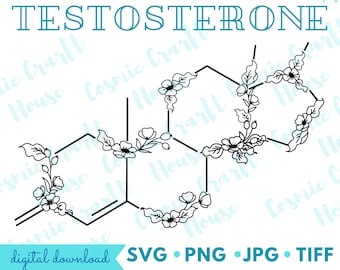 Floral Testosterone SVG | Male Hormone Download Art | Mental Health PNG | Chemical Structure Cricut| Aesthetic Clipart | Flower Chemistry