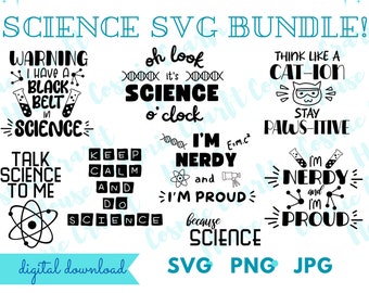 Science SVG Bundle/Science Teacher PNG/Science Cricut Crafter/STEM Cutfile Shirt Mug Tote Bag/Geek Nerdy Scientist Funny Student Class Decor
