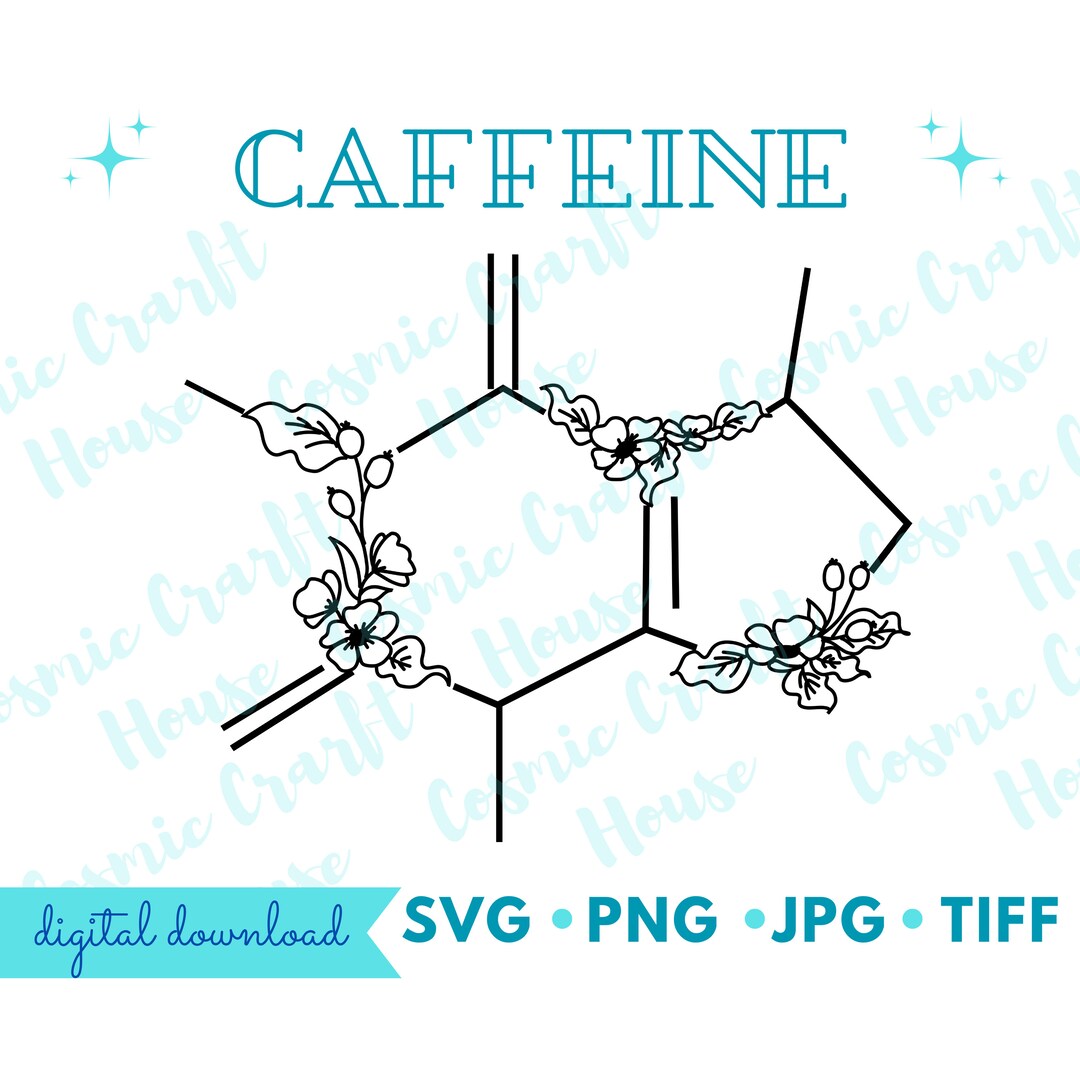 Floral Caffeine SVG | Coffee Chemical Molecule Download Art | Gift for ...