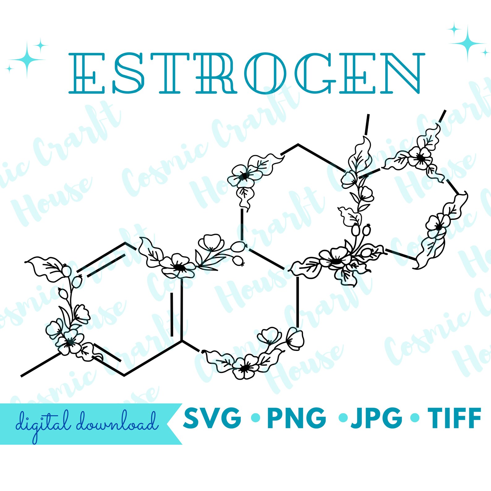 Floral Estrogen Svg/mental Health Clipart/female Hormone Download Art ...