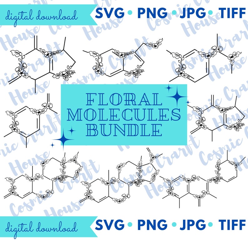 Floral SVG Bundle | Flower Molecules Clipart | Chemical Structure ...