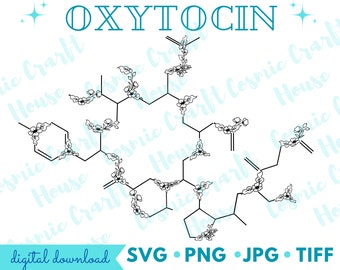 Floral Oxytocin SVG | Love Hormone Cutfile | Love Molecule PNG | Loving Chemical Clipart | Oxytocin Cricut Download Art | Chemistry JPG