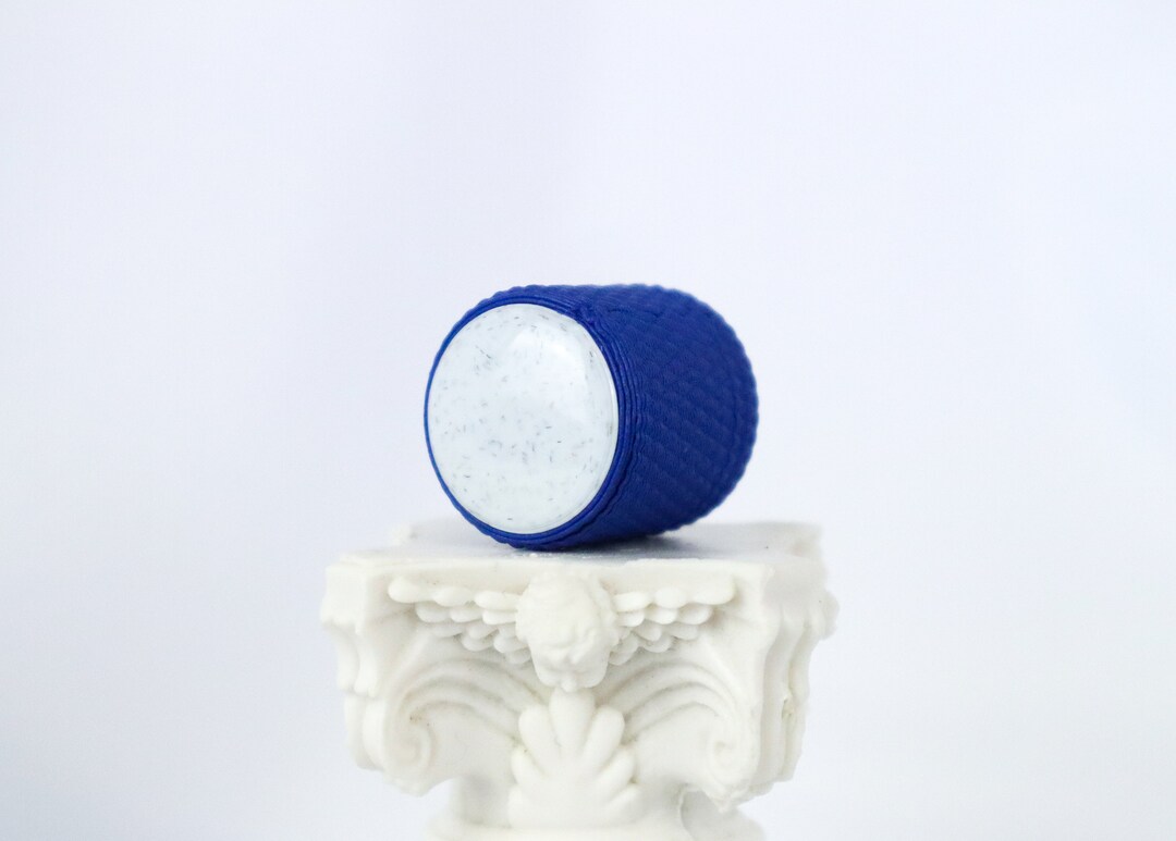 DOMED GUITAR KNOB W/knurling & Set Screw 6mm White Marble/royal Blue
