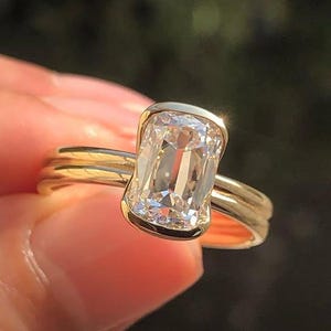 1.6 CT Cushion Cut Lab Grown Diamond Engagement Ring, 14K Solid Yellow Gold Ring, Solitaire Ring, Stackable Ring, Anniversary Gift For Her