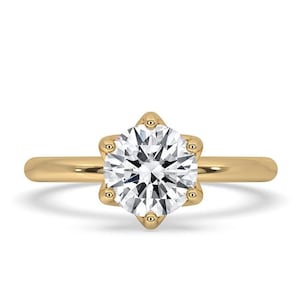1.50 CT Round Cut Lab Grown Diamond Engagement Ring 14K Solid Yellow Gold Ring, Six Prong Set Ring, Solitaire Ring, Anniversary Gift For Her