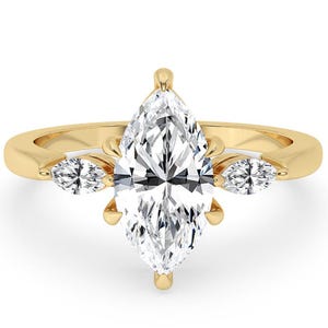 1 CT Marquise Schnitt Labor Diamant Verlobungsring, 14K solid Gold Ring, Drei Stein Ring, Trilogie Ring, Braut Set Ring, Ehering