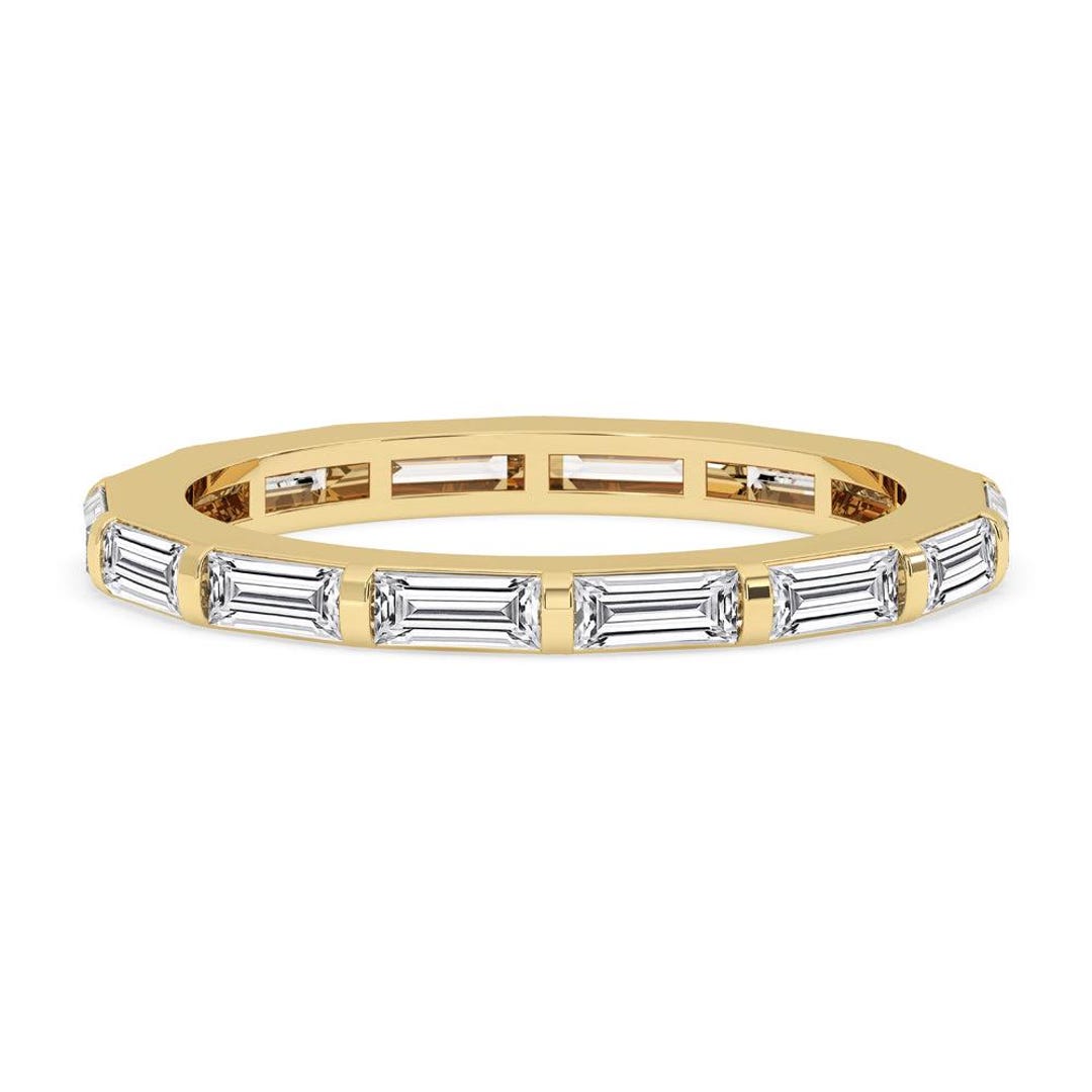 1.30 TCW Baguette Cut Lab Grown Diamond Wedding Band, 14K Solid Gold ...