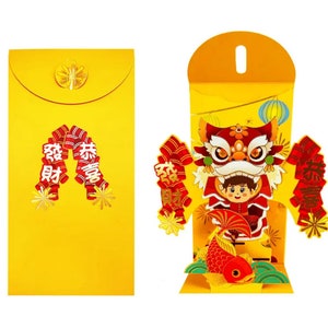 3D Pop-up-Glücksgeld-Umschläge (Hong Bao / Lai See) - 4 pk