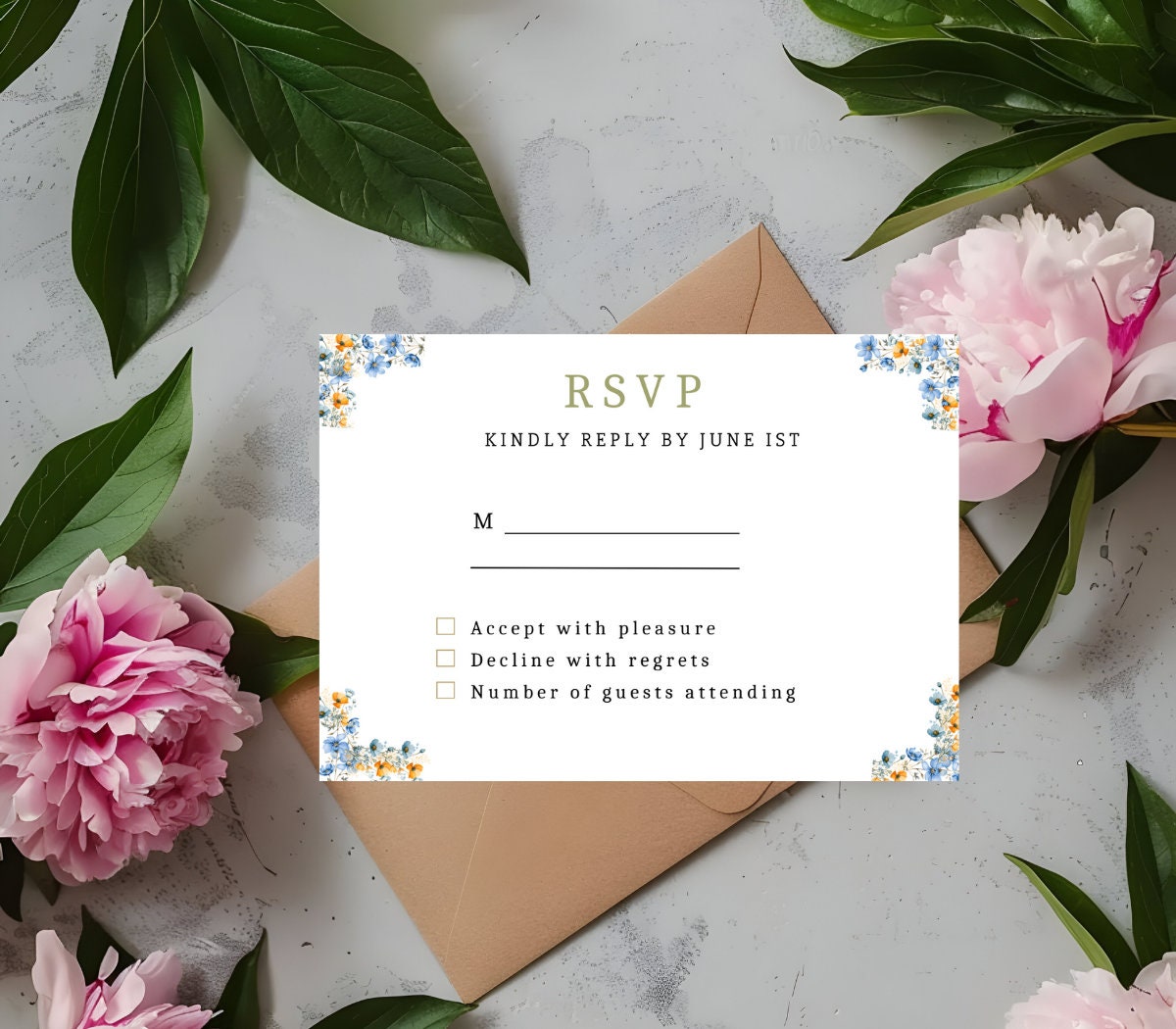 Vintage Floral Wedding Set, DELFT Blue Invitation Template, Printable ...