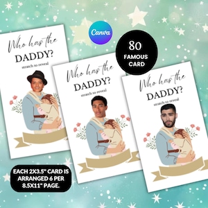 Jeu de 80 cartes,Je trouve le papa,Qui a le papa,Jeu à gratter,Jeu bébé papa,Devine qui est le papa, Modèle canva,Gaz le papa, Jeu amusant