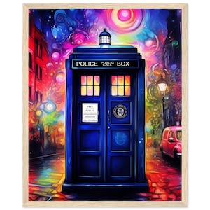 TARDIS Police Box Framed Wall Art / Doctor Who Wall Art / Living Room Decor / Home Decor / Dr Who Print / Funky Wall Art