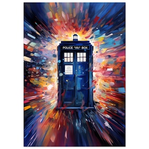 TARDIS Doctor Who Poster - Lebendige abstrakte Kunst für Home Office oder Wohnzimmer - Polizei Box Design für Science-Fiction-Fans