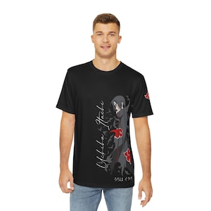 Anime Polyester Tee, Uchiha Itachi Naruto Akatsuki Shirt, Japanese Manga Shirt, Men&#39;s Graphic Tee, Anime Fans Gift, Otaku Clothing