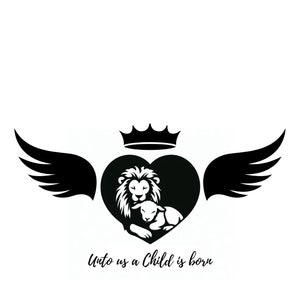 Christian Christmas Card, black and white, Jesus, Lion and the Lamb...