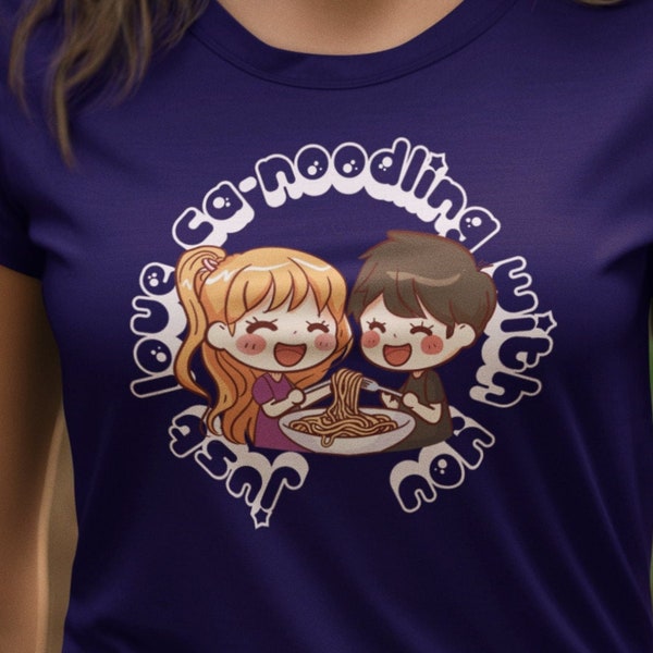 Cute Kawaii couple t-shirt, couple canoodle tee, couple's gift tee, noodle t-shirt, romantic  couple tee