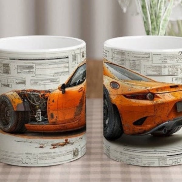 MX-5 FR Illustrierte Tasse - mx-5 Tasse - Mazda Tasse - Cabrio - Roadster - Retro - Designertasse - Fahren - Lifestyle - MX-5 Art Mug