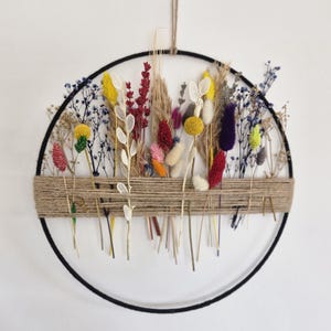 Dried Floral Hoop, Boho Wall Decor, Handmade Gift, Dried Flowers Wreath, Jute and Floral Boho Hoop, Modern Home Decor, New Home Gift