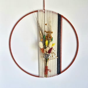 Dried Floral Hoop, Boho Wall Decor, Handmade Gift, Dried Flowers Wreath, Jute and Floral Boho Hoop, Modern Home Decor, New Home Gift
