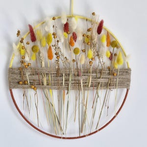Dried Floral Hoop,Boho Wall Decor, Handmade Gift, Dried Flowers Wreath, Jute and Floral Boho Hoop, Modern Home Decor, New Home Gift