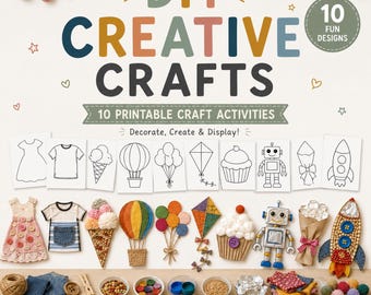 DIY Printable Crafts for Kids, Preschool Craft Templates, Fine Motor Activities, Recycled Art Projects, Homeschool PDF Download,Creative Fun
