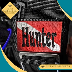 Custom Scuba Dive Tag with Name, Personalized Embroidered Scuba BCD Name Tag, Gift for Scuba Divers/Dive Crew/Dive Mates, BCD Name Patch