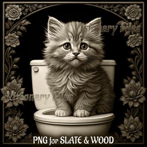 Cat on Toilet 3D Illusion PNG Laser File (Digital Download)