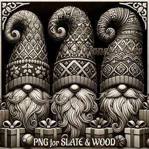 Christmas Gnomes 3D Illusion PNG Laser File, Christmas 3D Illusion, Gnomes PNG, Gnome Slate Coaster Engraved, Gnome Laser Ready 3d Engraving
